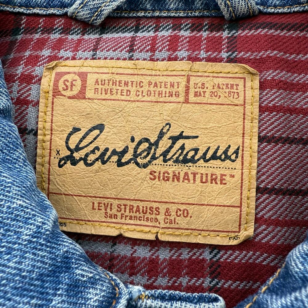 Levi's Signature Denim Jacket Men's L Standard Trucker Flannel Lined Vintage VTG - Picture 5 of 13